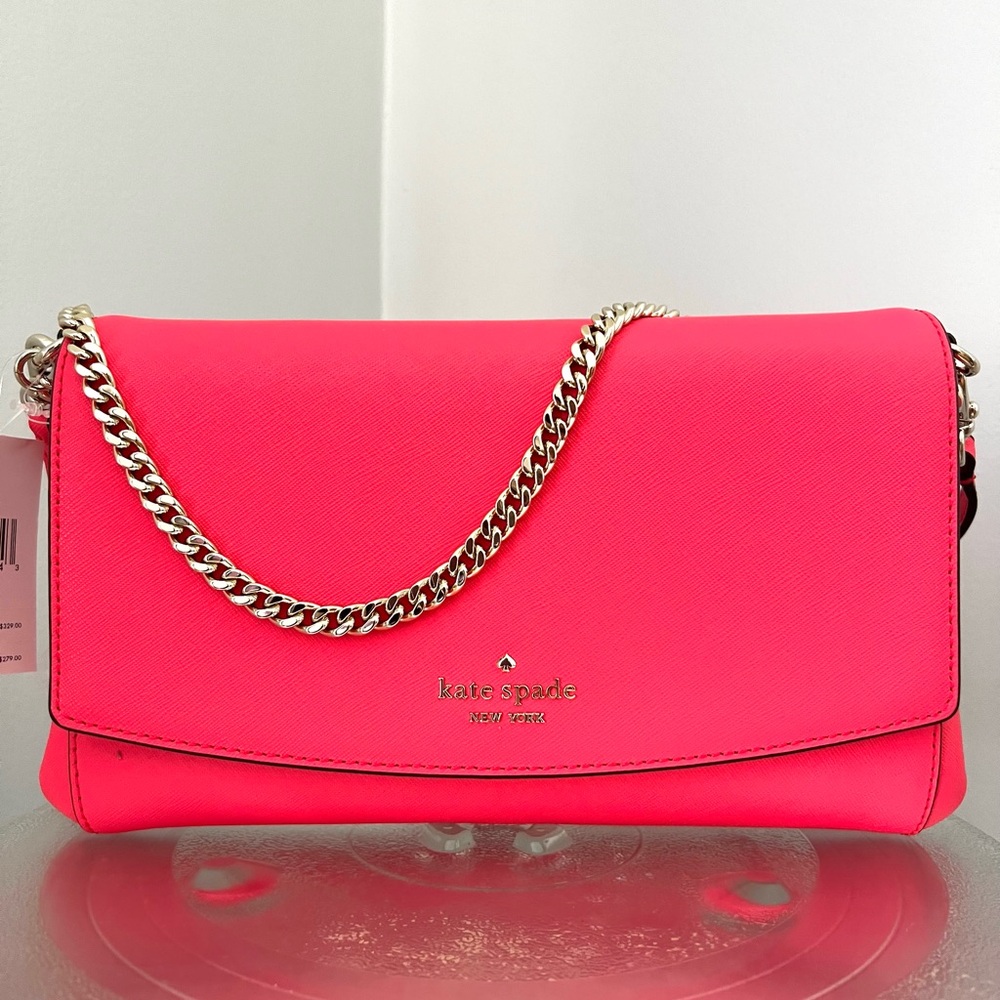Kate Spade Laurel Way saffiano leather Small Crossbody Bag Purse Pink